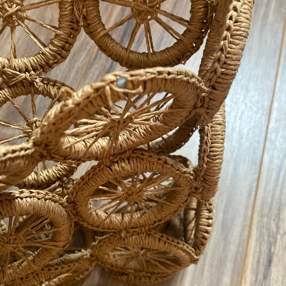 Straw Wheel Shaped Handbag with Bamboo Handles - Picture 8 of 16